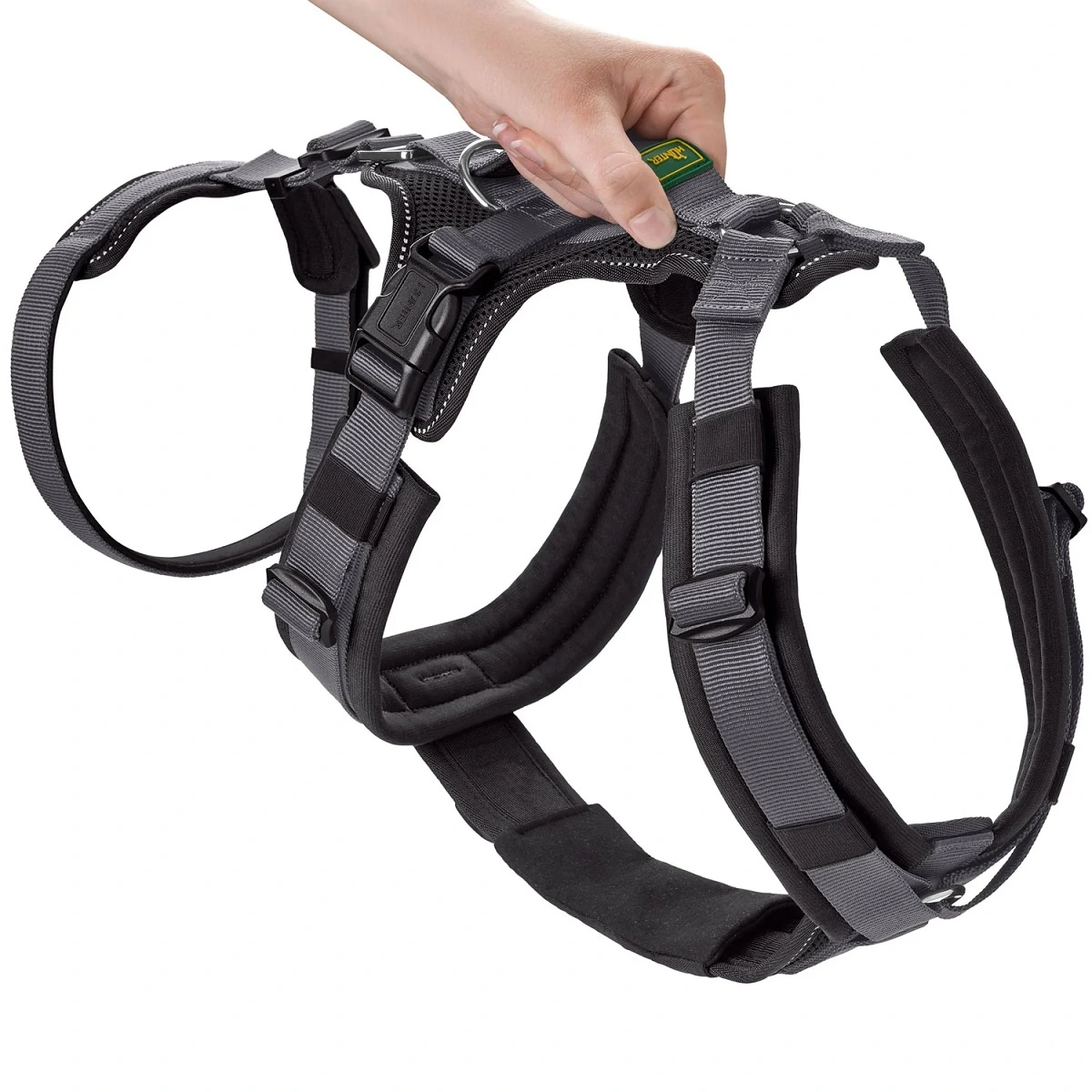 Hunter hundesele Safety Maldon Gråsort L længde 66-118 cm 2,5 cm - sikker stabilitet