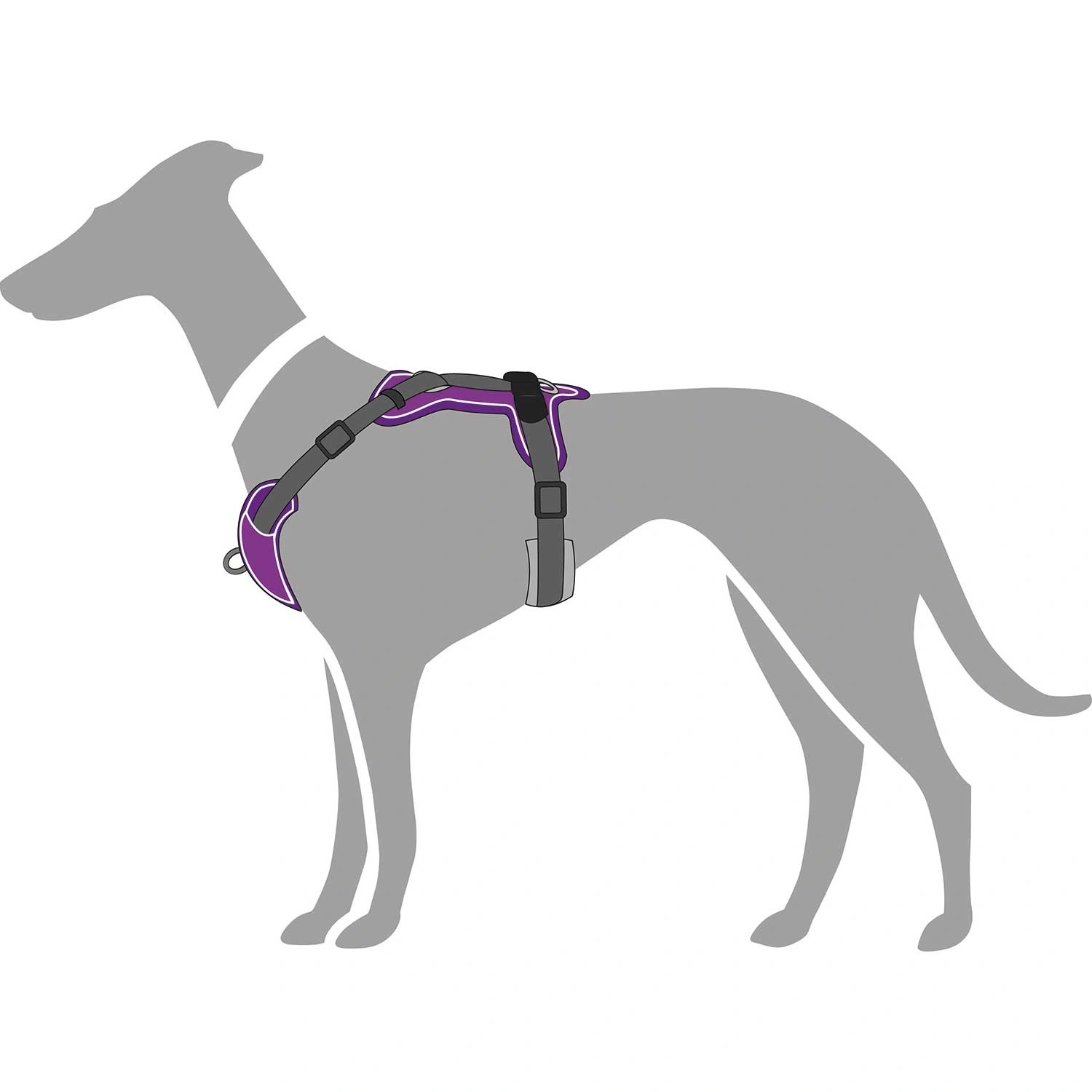 Hunter Divo hundesele L-XL violet/grå just mave 79-107 cm - Ergonomisk komfort og refleks