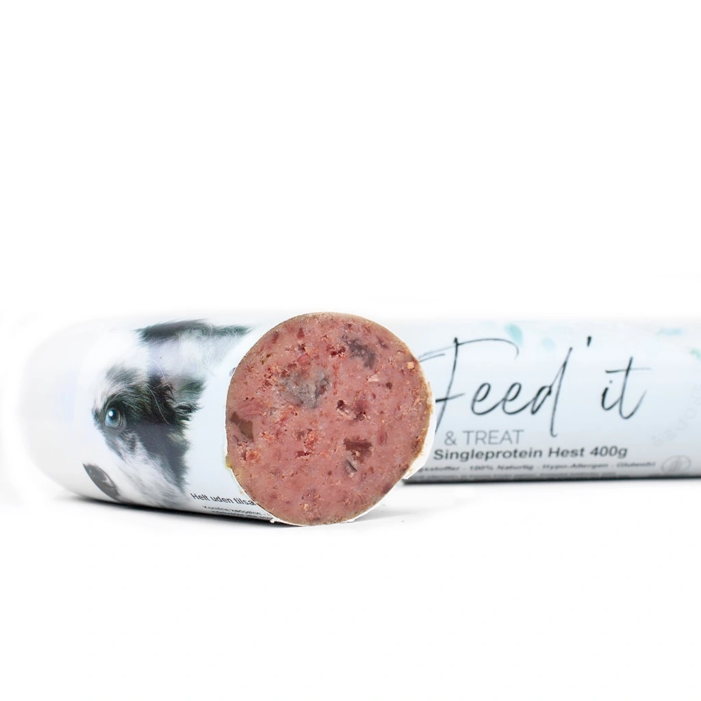 Feedit & Treat Pure Horse 400 g - naturlig hesteskærepølse til hund og kat