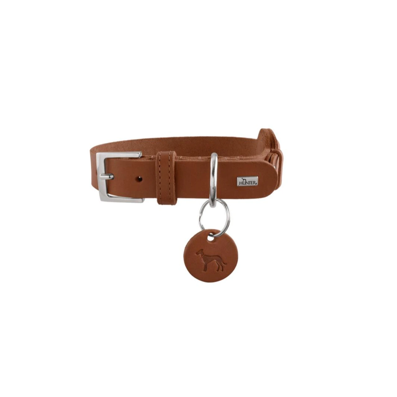 Hunter Viborg AirTag Halsbånd Cognac M-L 60 - Justerbar 47-53 cm