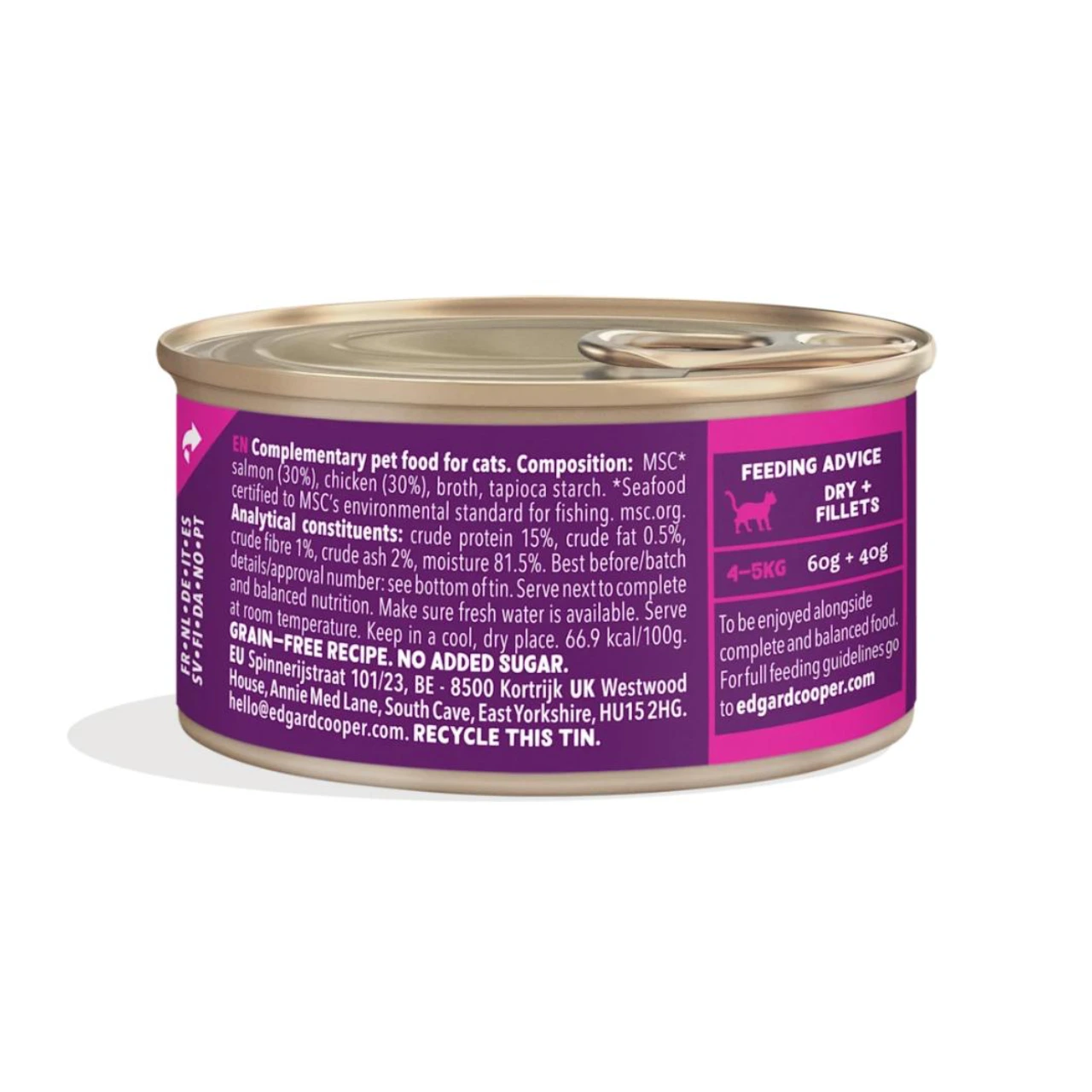 Edgard & Cooper kattefilet med laks og kylling i bouillon 70 g