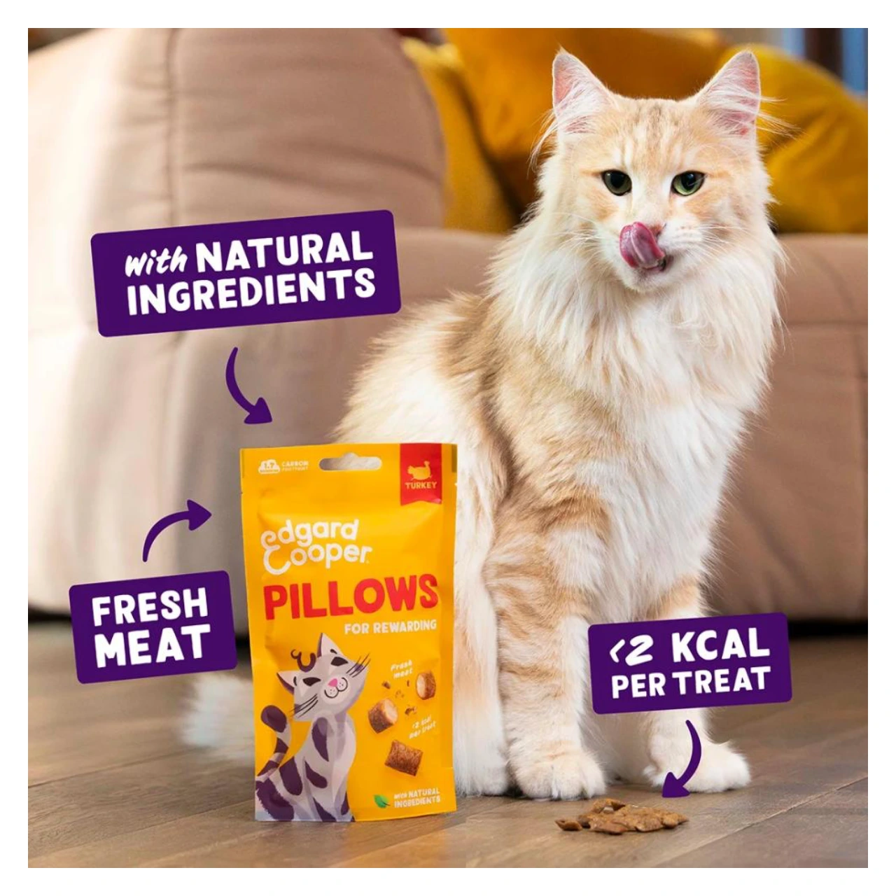 Edgard & Cooper Pillows kattegodbidder med kalkun 60 g
