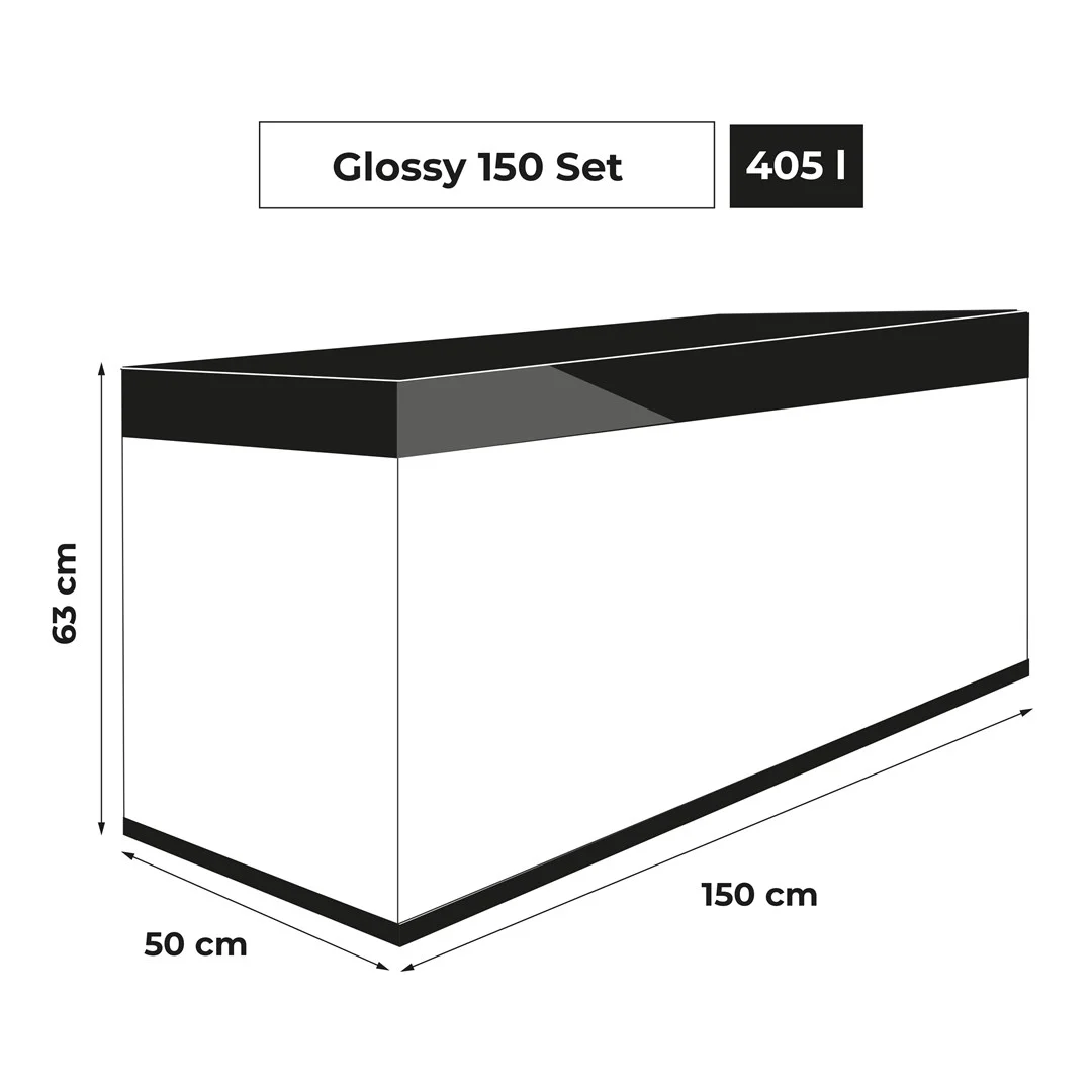 Akvarium Glossy 150 Sort 472 Liter
