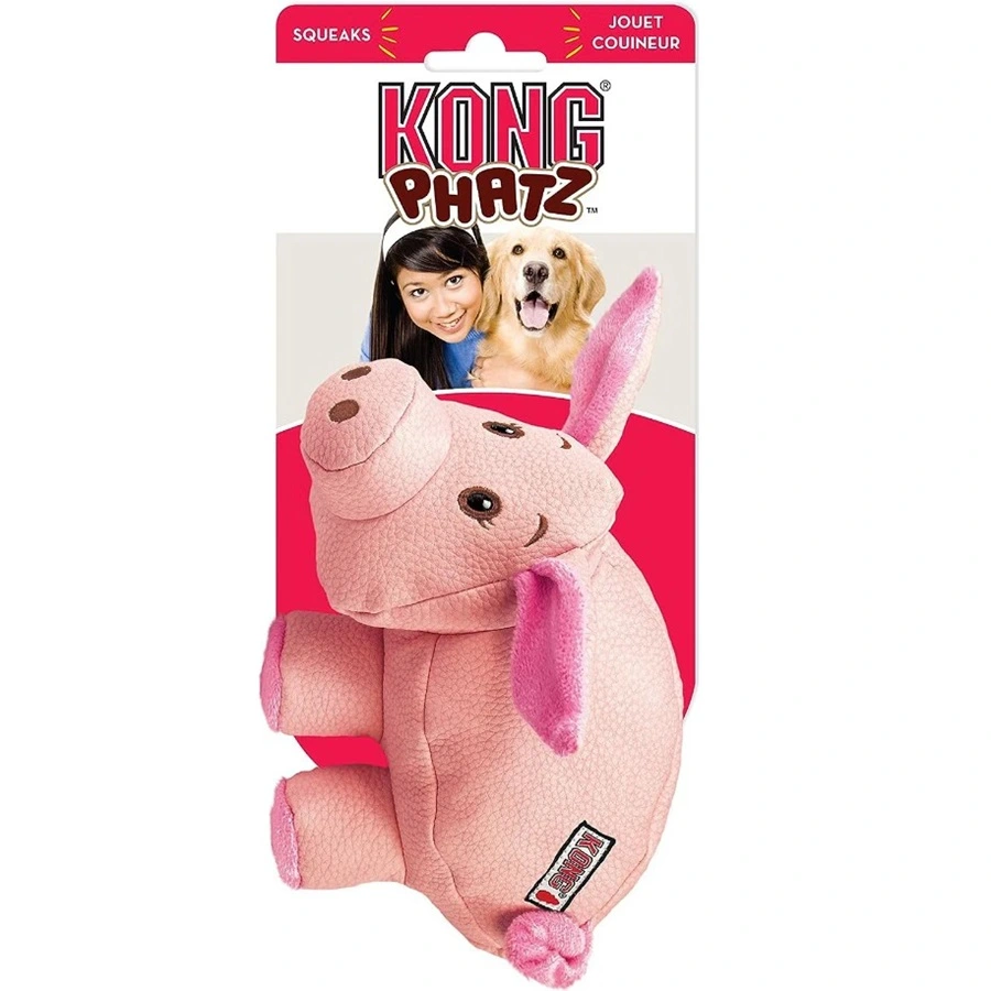 Kong Phatz Pig M 18x11x11 cm - robust gris bamse til hunde