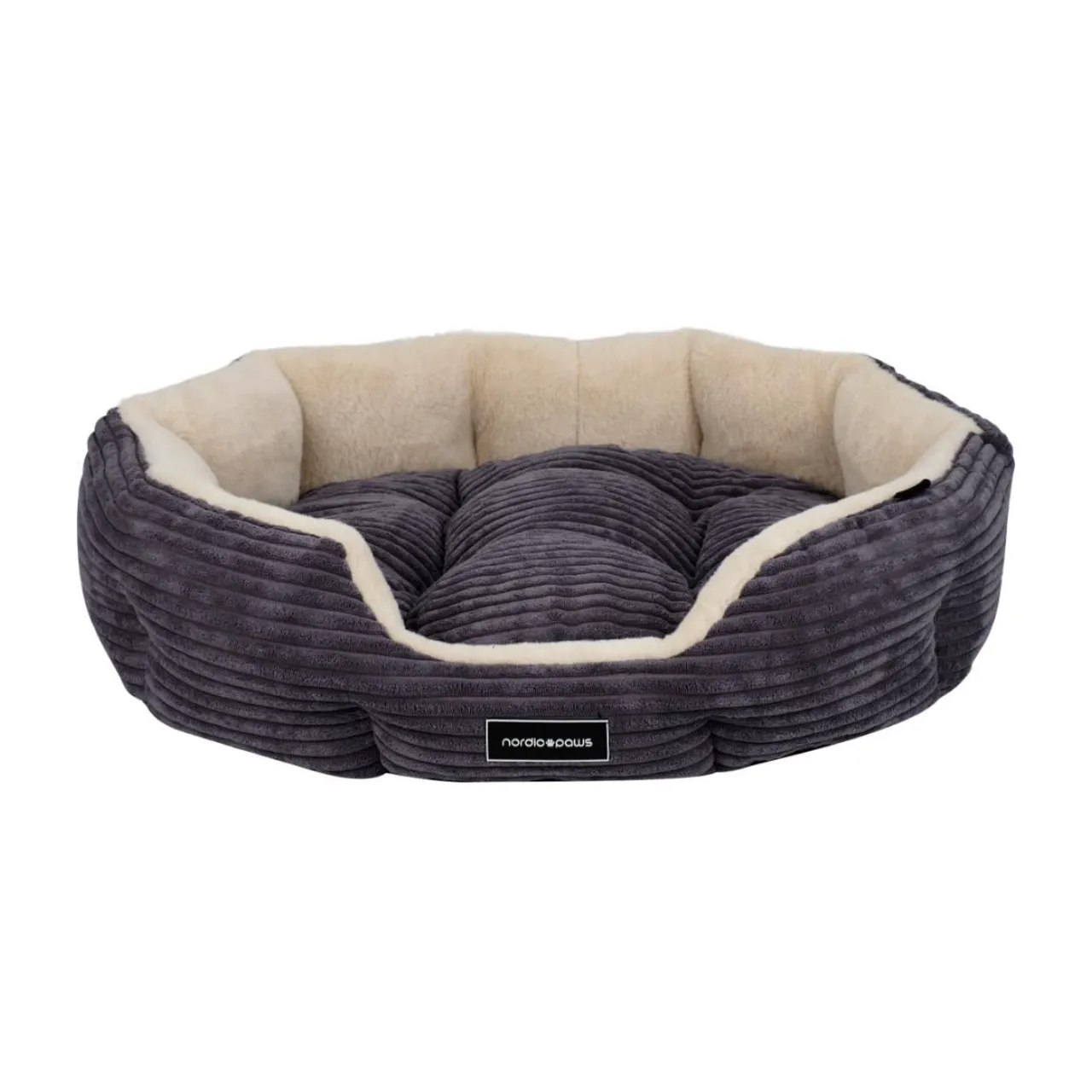 Nordic Paws Arlo Cozy S grå - blød og hyggelig hundeseng i frotte