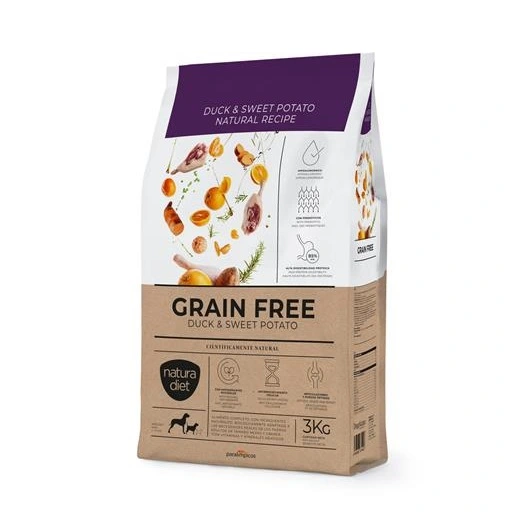 Natura Diet Kornfri And og sød kartoffel 3 kg - kornfrit tørfoder til hunde