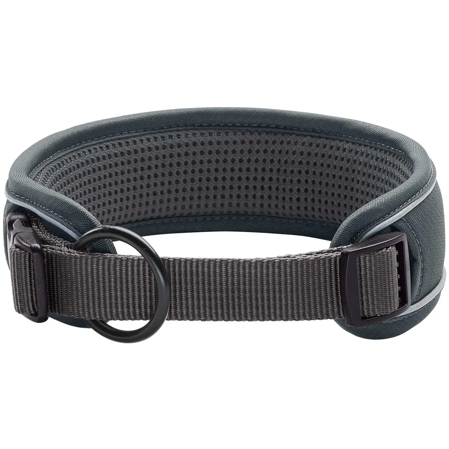 Hunter Halsbånd Divo M Grå/Grå - justerbart hundehalsbånd (35-45 cm, B 4,5 cm)
