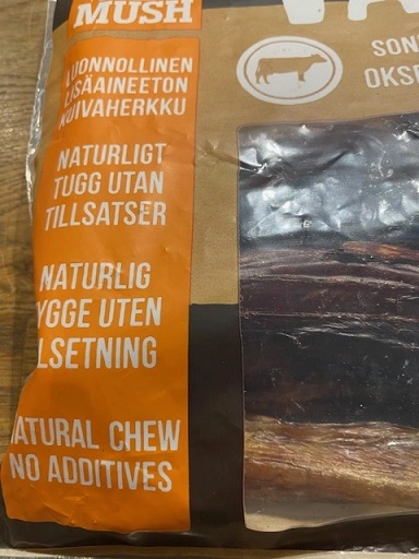 MUSH VAINU Hundesnack Tyremuskel 250 g - naturlige tyggeben til hunde