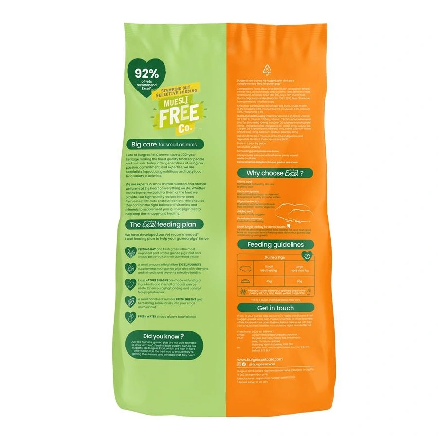 Burgess Excel Guinea Pig 3 kg - Højt fiberindhold med mint og C-vitamin