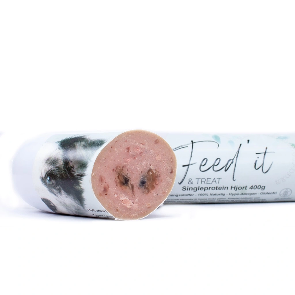 Feedit & Treat Pure Deer 400 g - naturlig hjorteskærepølse til hund og kat