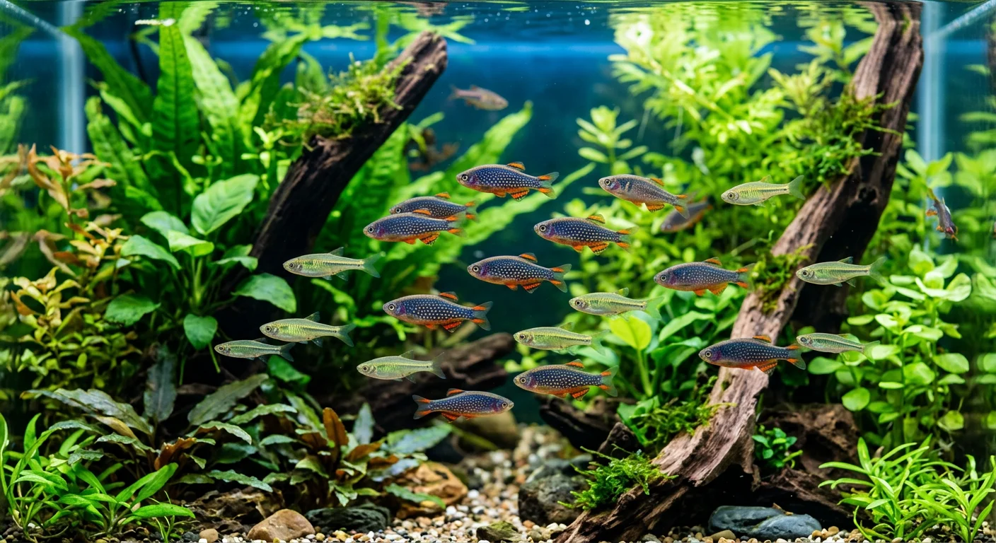 Rasbora Galaxy (Celestichthys margaritatus) og Regnbue-dværgdanio (Danio erythromicron) – Nano-perler til dit akvarium