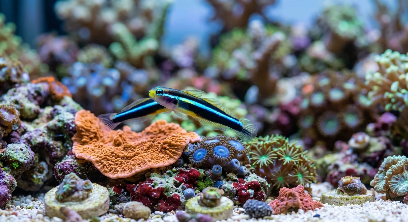 Gul Neon Goby (Gobiosoma evelynae) – Den gule rengøringsfisk til dit saltvannsakvarium