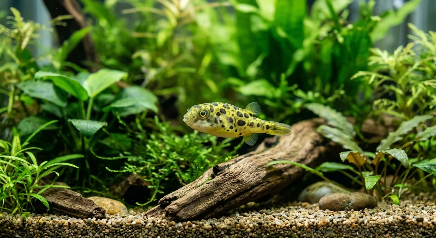 Dværg kuglefisk (Carinotetraodon travancoricus) – Lille fisk med stor personlighed