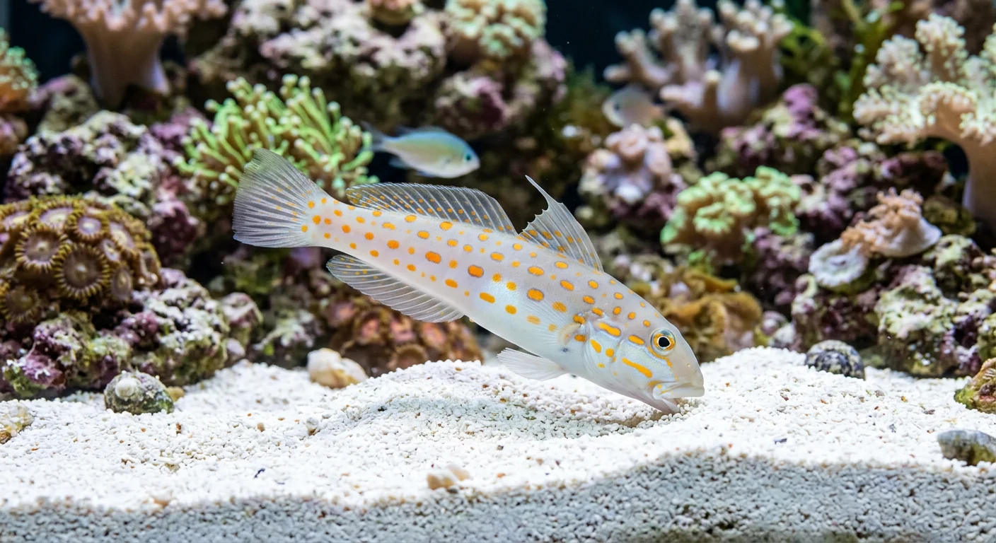 Orangeprikket sandtygger (Valenciennea puellaris) – Den aktive sandrenser til dit saltvandsakvarium