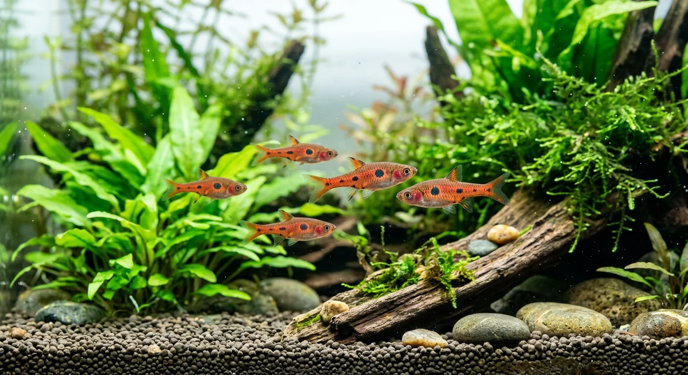 Dværg Rasbora (Boraras maculatus) – Den lille, fredelige selskabsfisk