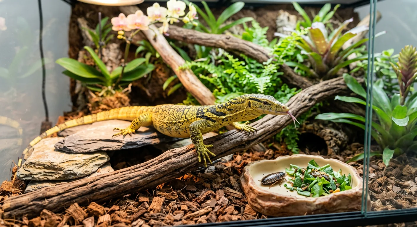 Pasning af Gul Trævaran (Varanus melinus) – Terrarie, varme og fodring
