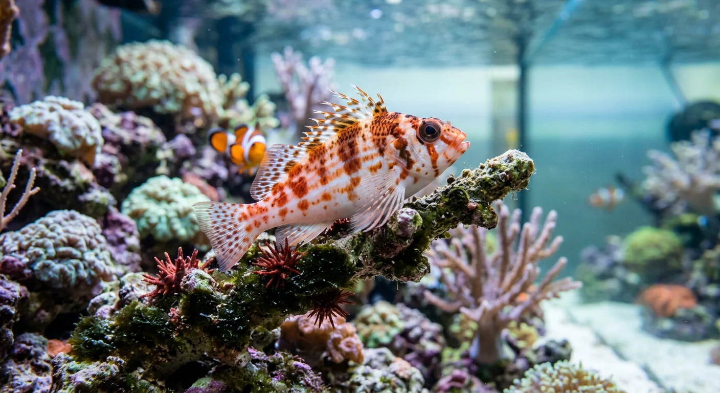 Dværg Koralvogter (Cirrhitichthys falco) – En komplet guide til pleje i saltvandsakvariet