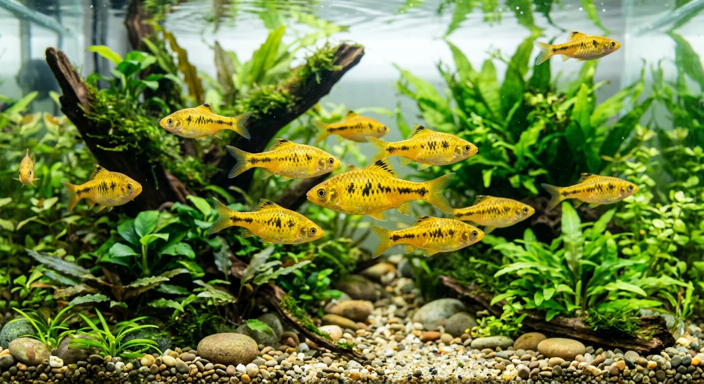 Guld barbe (Puntius semifasciolatus) Schuberti