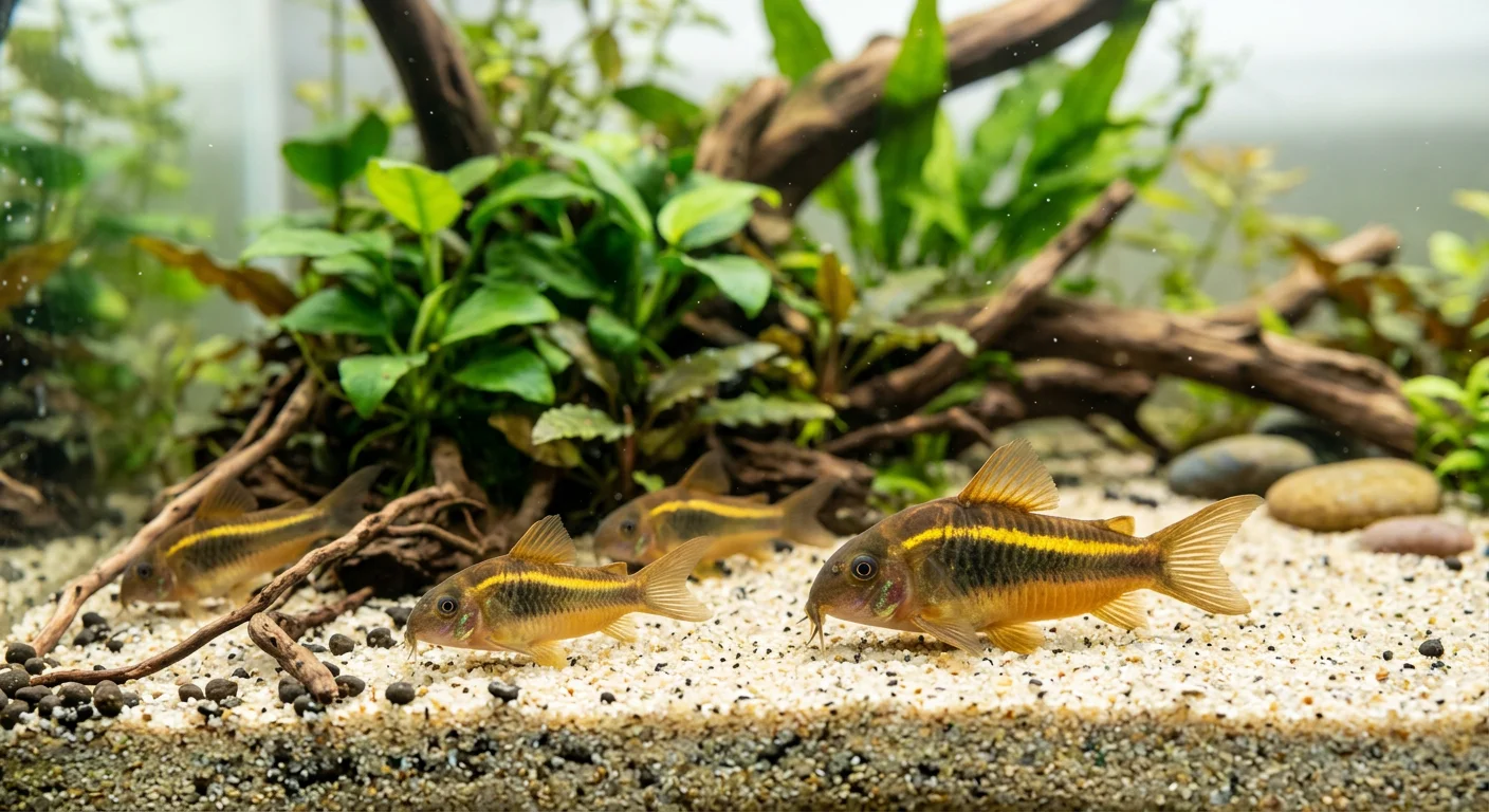 Pansermalle Corydoras aeneus (Peru Gold Strip) – Den gyldne bundskatt