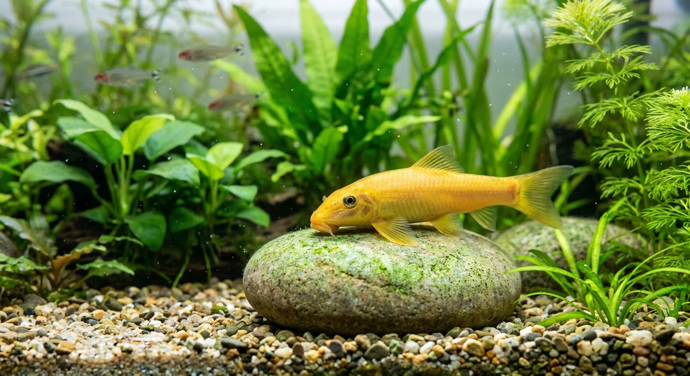 Gylden Algeæder (Gyrinocheilus aymonieri) – Den gyldne algerenser til dit akvarium