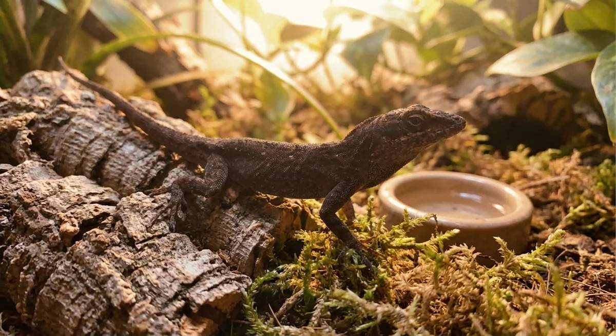 Anolis cristatellus - Puertoricansk kamanoled