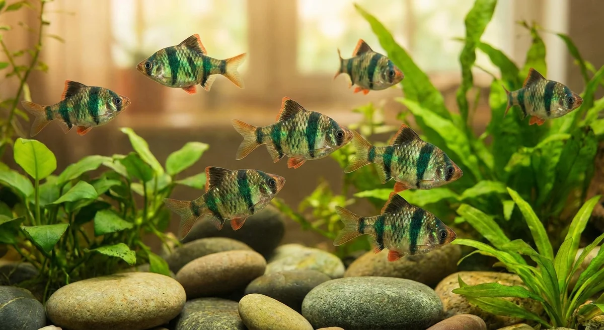 Fosforbarbe (Barbus tetrazona) – Den livlige grønne tiger