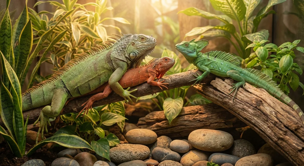 Grøn Leguan - Rød Leguan og Grøn basilisk