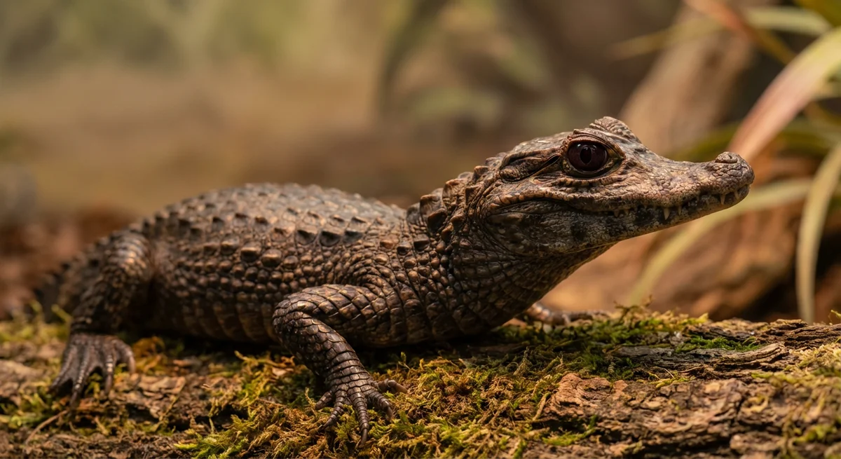 (Paleosuchus trigonatus) dark brwon and dark red eyes
