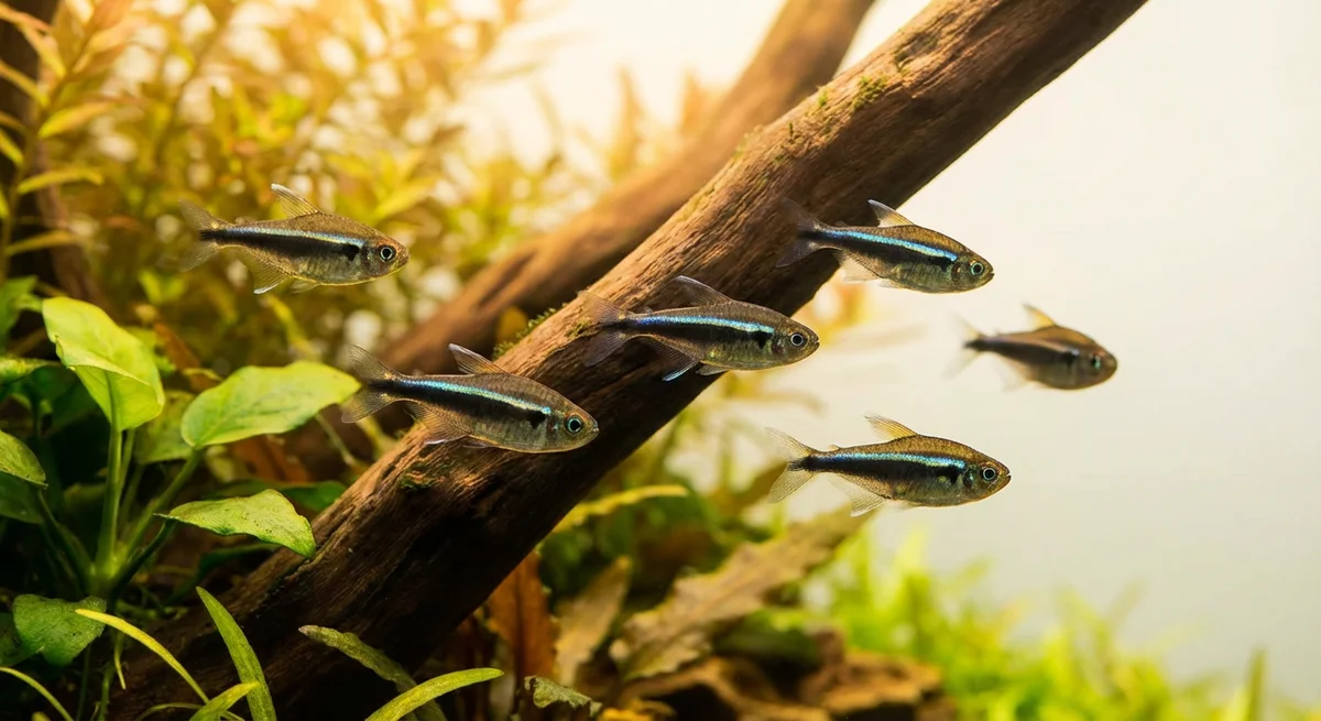 Sort Neon Tetra (Hyphessobrycon herbertaxelrodi) – Den sorte neon til dit akvarium