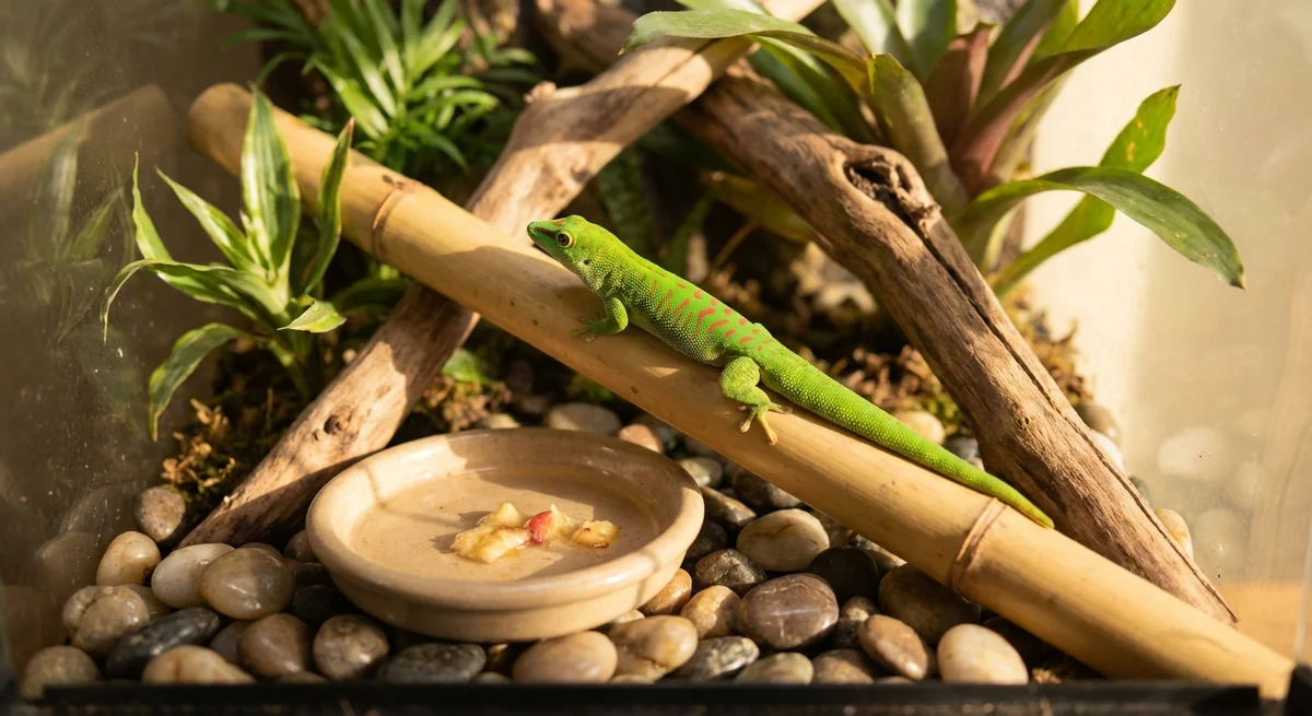 Stripet Daggekko (Lined Day Gecko) – Pasning og fodring