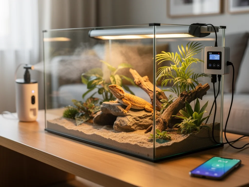Automatisering af terrarium: Smart termostater med WiFi-styring og tågesystemer