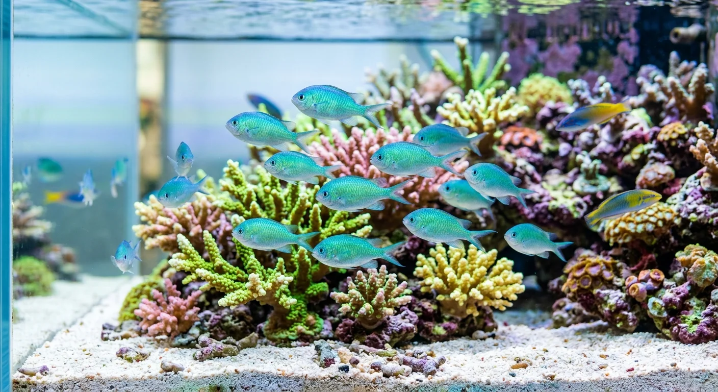 Grøn Chromis (Chromis viridis) – Den grønne perle i dit saltvandsakvarium