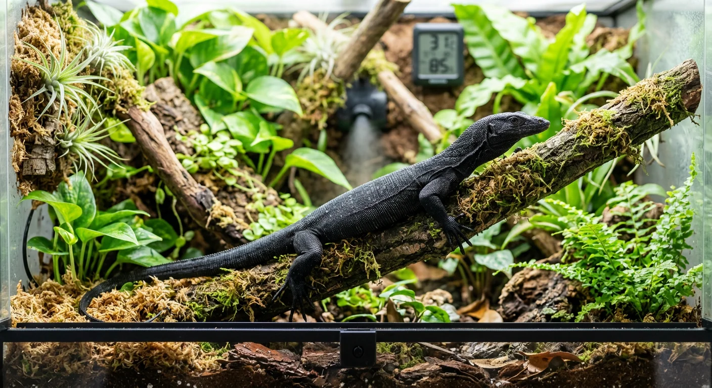 Pasning af Sort Trævaran (Varanus beccarii) – Terrarie temperatur og luftfugtighed