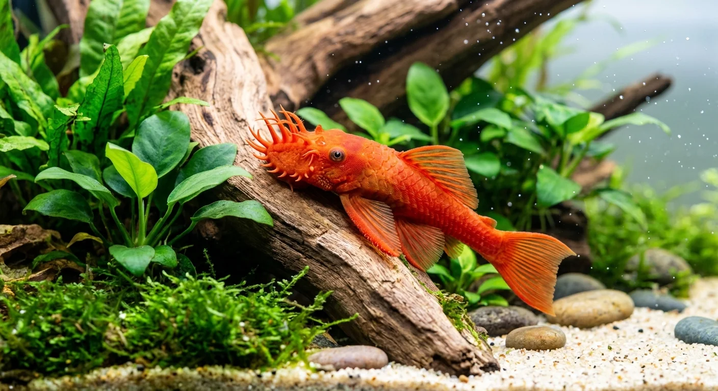 Super Rød Sugemalle (Ancistrus sp.) – Den levende røde algeæder til dit akvarium