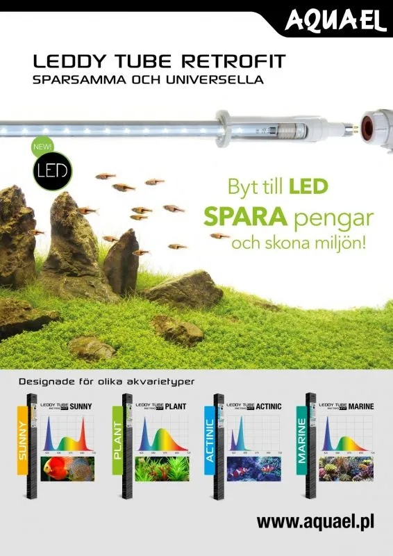 AQUAEL Tubo LED LEDDY RETROFIT Plant 8000K 17W 115-120 Cm - Illuminazione Per Acquario Piante