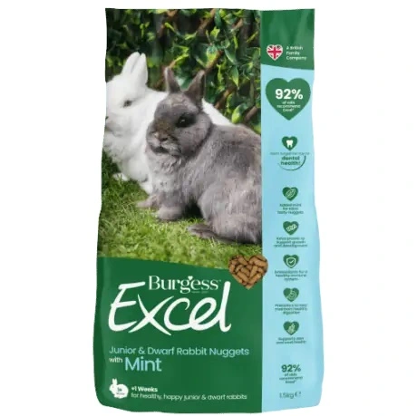 Burgess Excel Junior Kaninfoder 1,5 kg - Til junior og dværgkaniner med mint