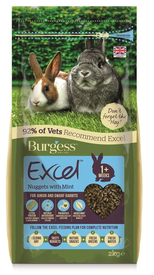 Burgess Excel Junior og Dværgkaninfoder 2 kg