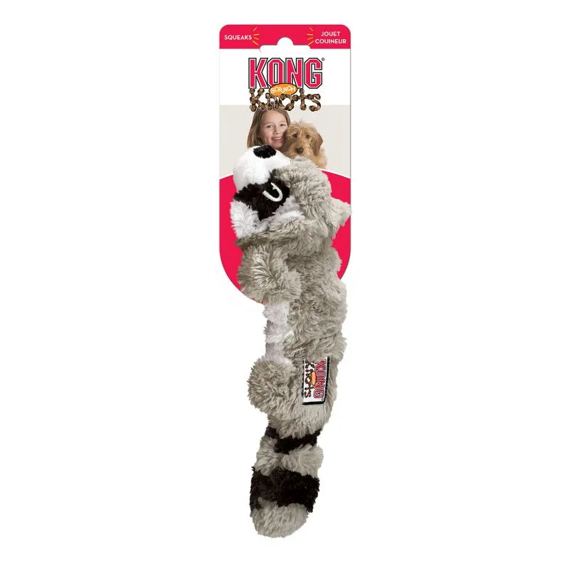 KONG Scrunch Knots Raccoon Grå S/M 23 cm - vaskebjørn med reb