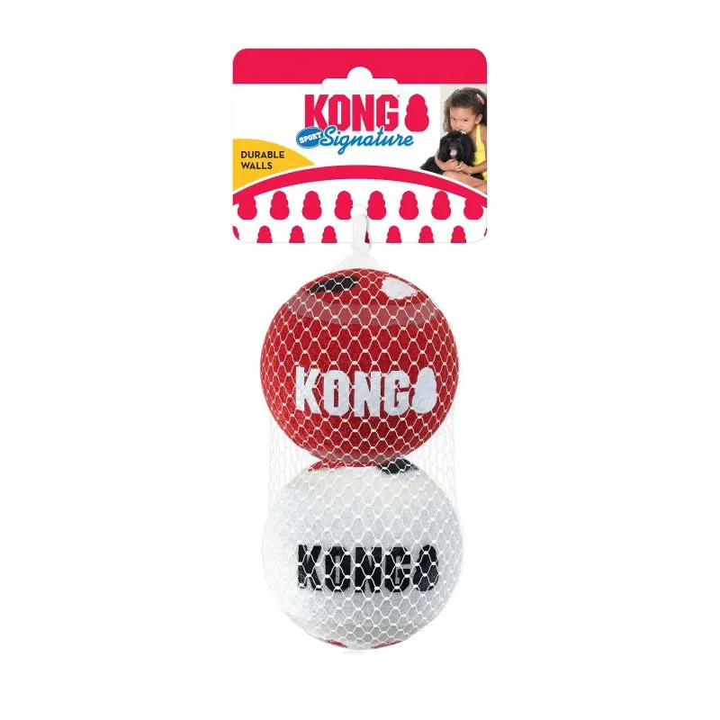 KONG Signature Sport Bolde L 2 stk 8 cm - store hundebolde i robust kvalitet