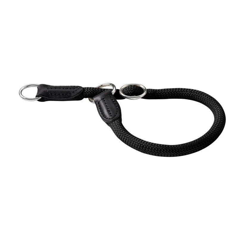 Hunter Dressurhalsbånd med stopring 55/10 Sort - klassisk hundehalsbånd i læder