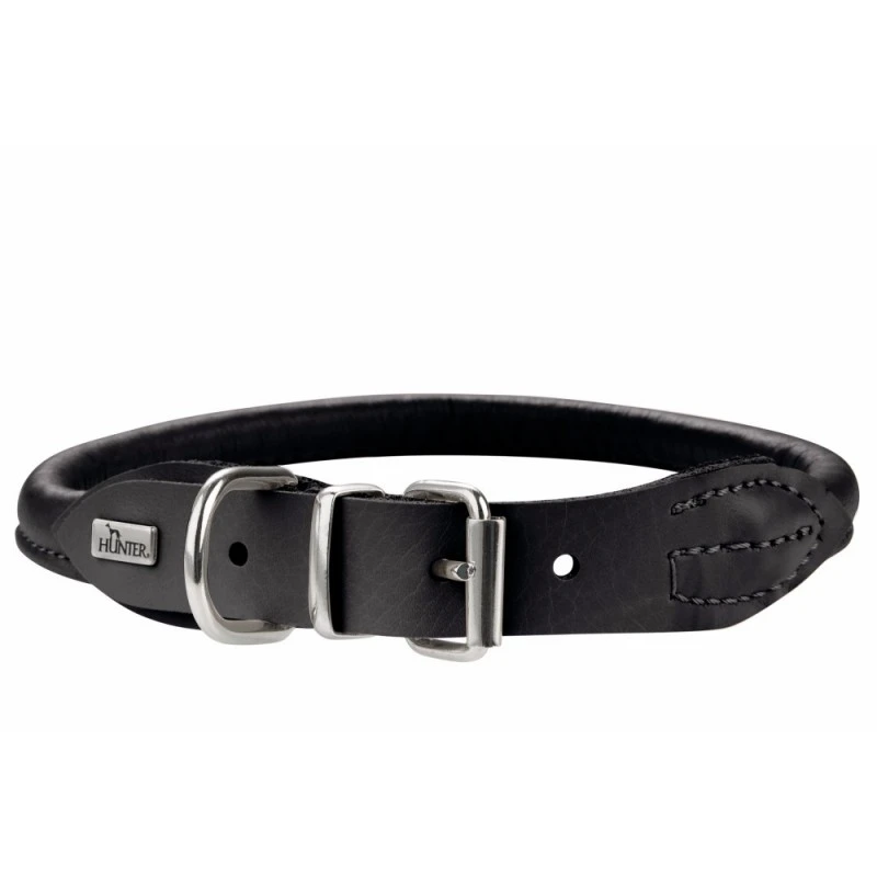 Hunter rundsyet elghalsbånd sort 60 cm - justering 51-56 cm komfort til store hunde