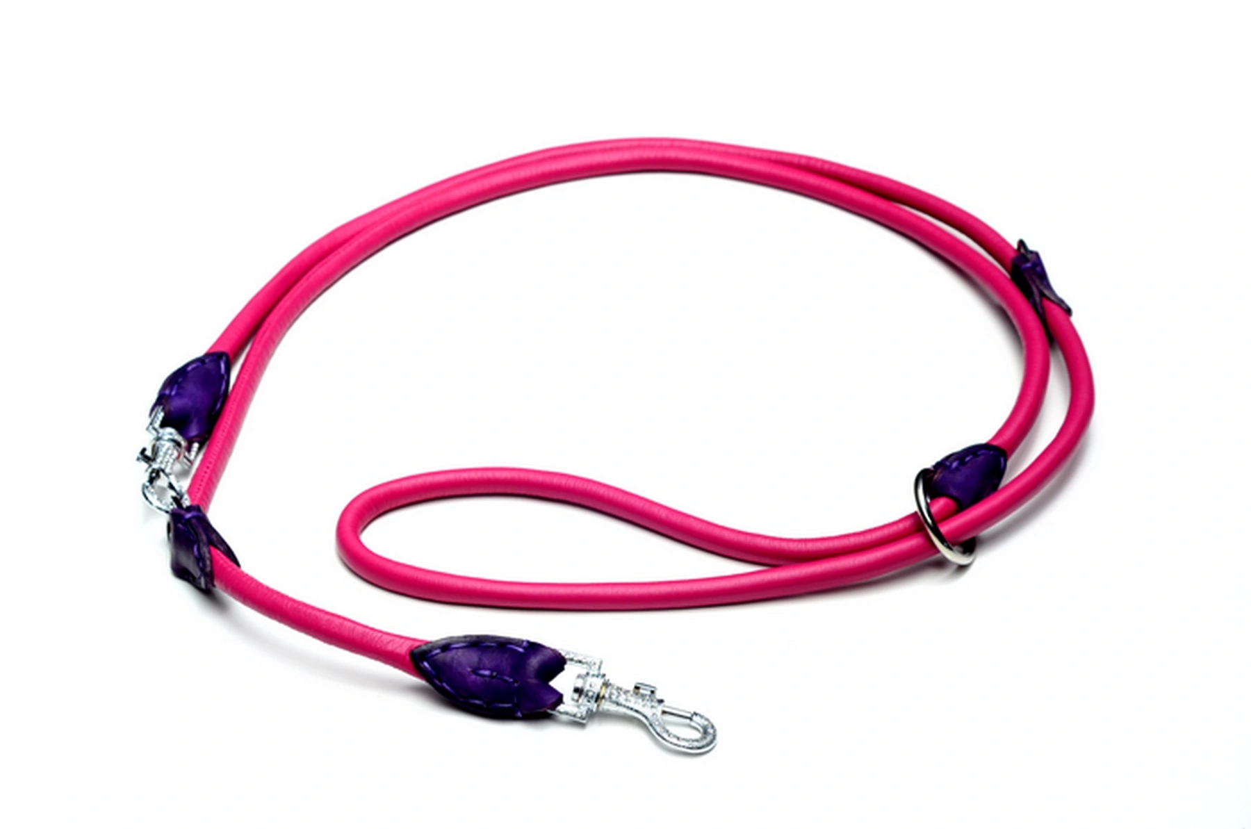 Timely rundsyet dressurline Pink kalveskind 12 mm (krom med glimmer)