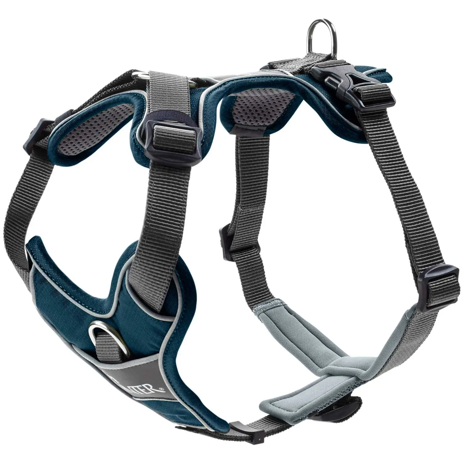 Hunter Divo hundesele XS petrol/grå just mave 34-47 cm - Stabil pasform og synlig sikkerhed