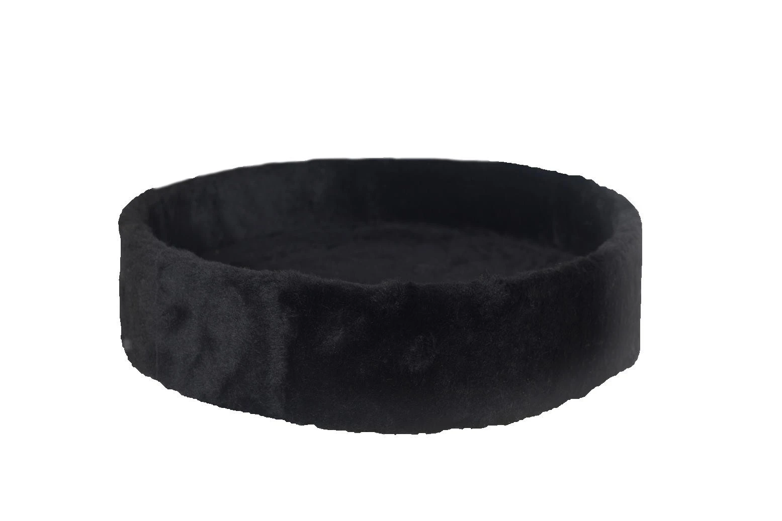 Kattens no 1 Rund hylde med kant med plys 2 sider Ø 50 cm Sort