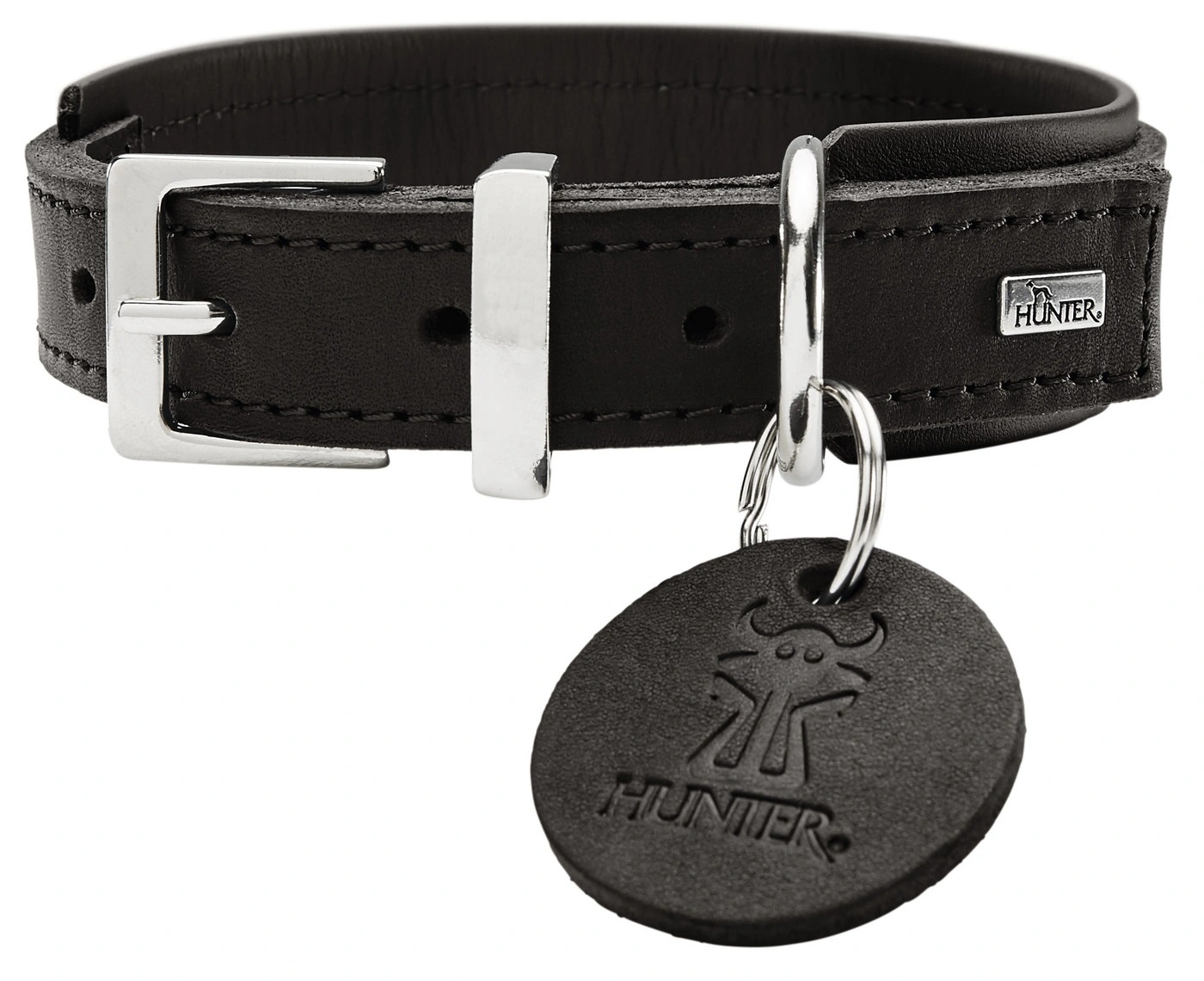 Hunter Larvik Comfort 40 Sort Hundehalsbånd - justerbart hundehalsbånd (28 - 34 cm, B 2,2