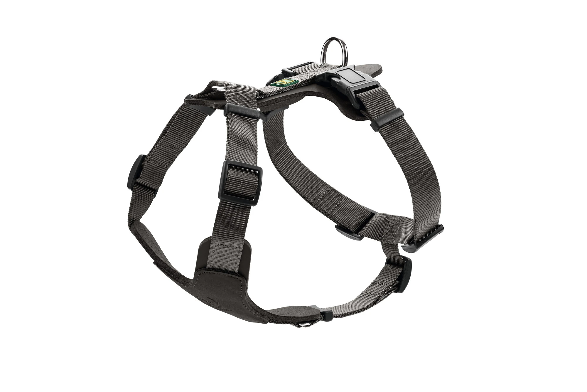 Hunter Mixed Aalborg læder hundesele XS-S sort/grå hals 40-50 cm - komfort og stabil pasform