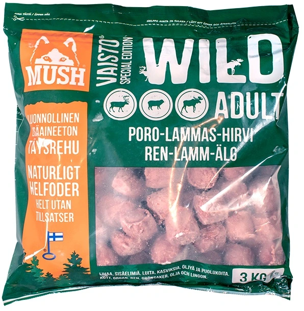 MUSH Vaisto Mørkegrøn Wild rensdyr lam elg til hund 3 kg
