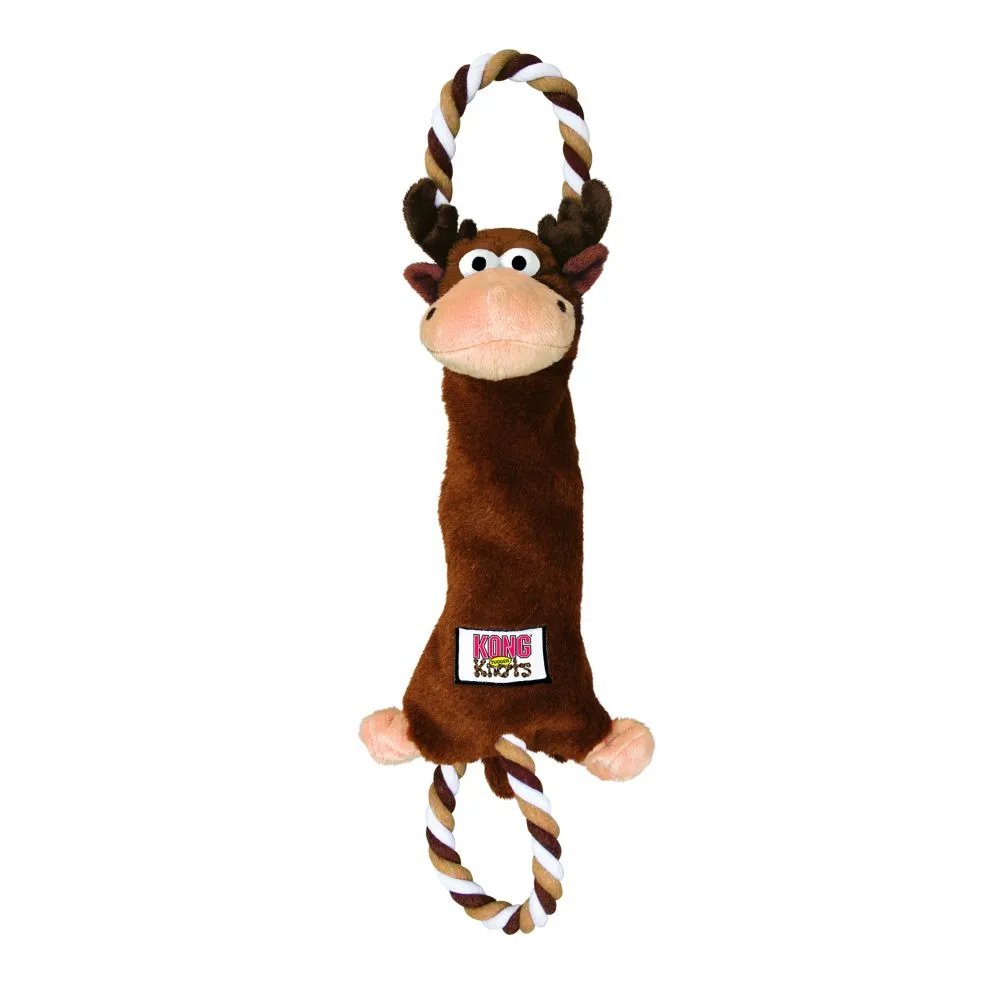 KONG Tugger Knots Moose Brun L 48 cm - reb og bamse i et