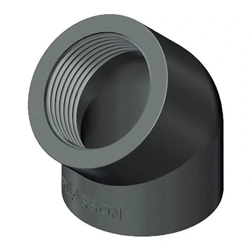 PVC vinkel 45 grader 1 1/2 tomme (gevind) 50 mm., køb nu kun DKK 55,50 ...