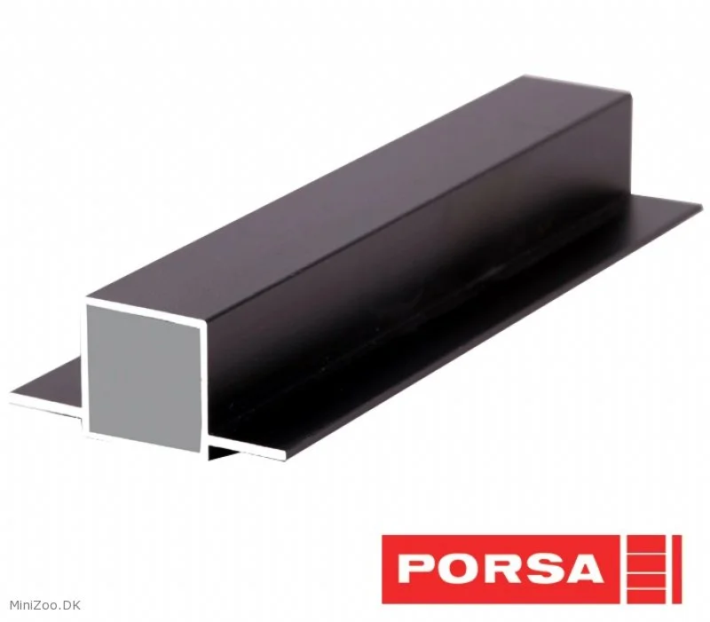 Porsa sort aluprofil med dobbelt flig 120 cm.